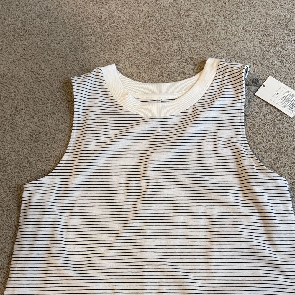 a new day Striped Sleeveless Midi Dress - White and Gray - Picture 3 of 4